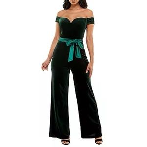 Off the Shoulder Velvet Jumpsuit